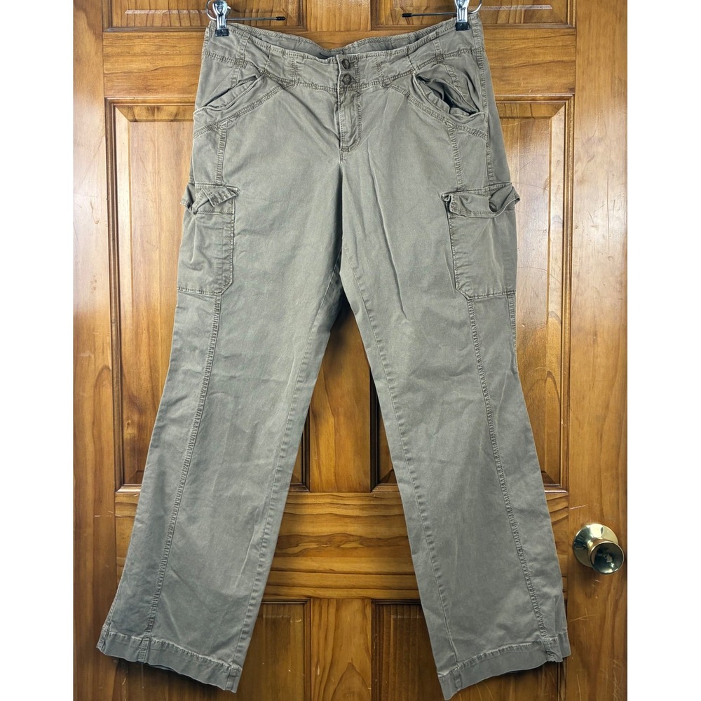 Old Navy Womens 12 Regular Olive Khaki Cargo Pants Low Rise Straight Leg Utility